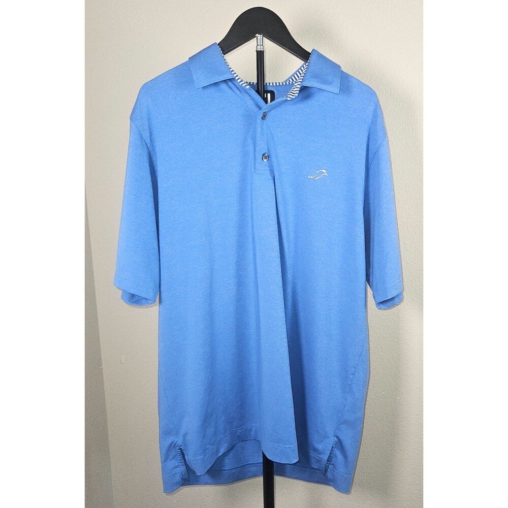 FootJoy FJ Golf Polo Shirt Mens Large Blue Stretch Performance Short Sleeve